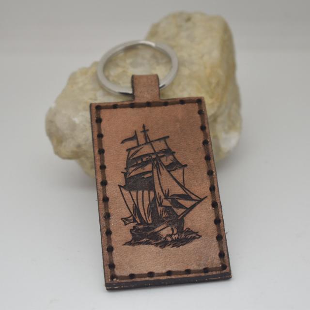 Id Rather go Through the Storm with Jesus than to Sail Through Life Without Him Sailboat Leather Keychain